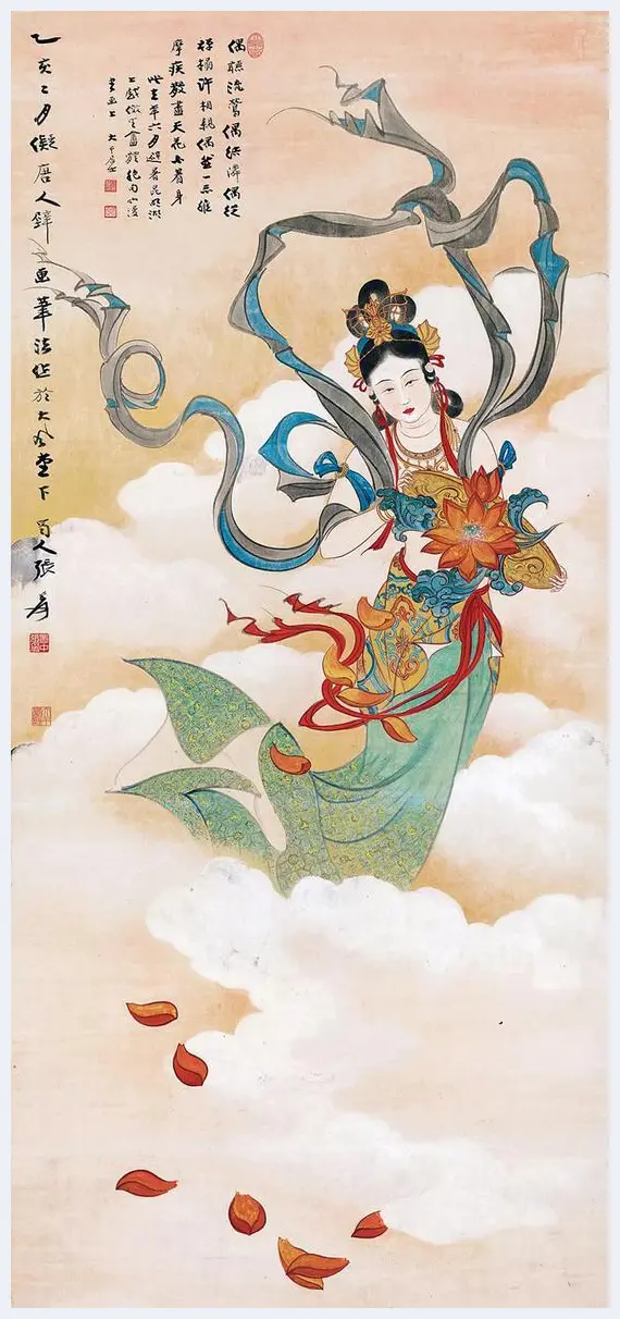 张大千人物画在华艺国际秋拍 “天女散花” | 艺术品拍卖资料